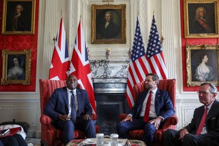 David Lammy and JD Vance at Chevening, in Kent, where the US Vice-President is visiting the foreign secretary at the start of his UK holiday